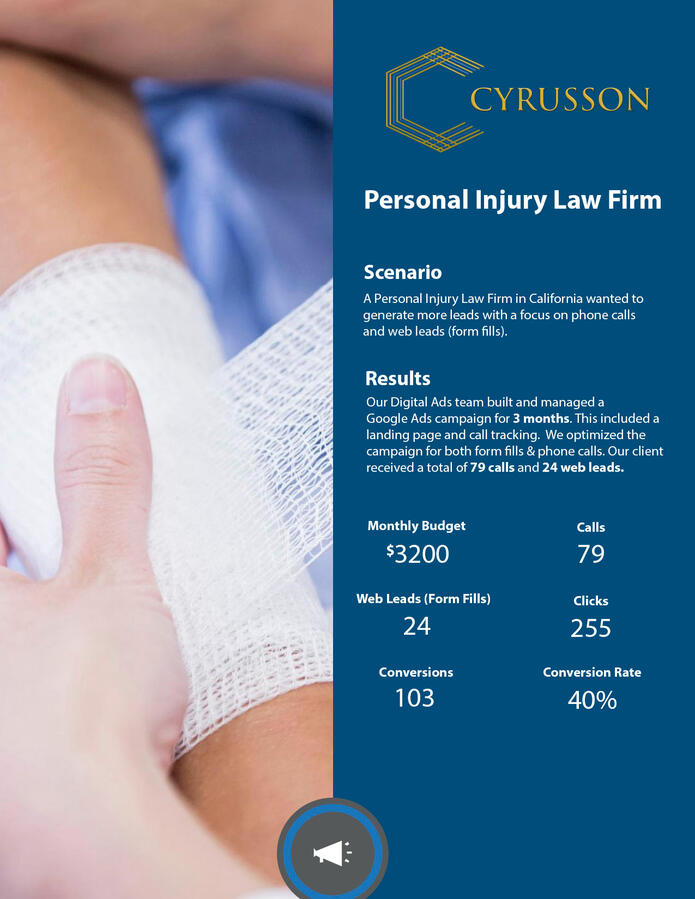 Digital Ads Case Study - Personal Injury Law Firm Digital Ads Case Study - Personal Injury Law Firm